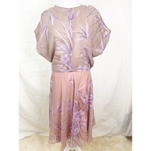 1980's Marita By Anthony Muto Sheer Floral Chiffon Skirt and Blouse Set
